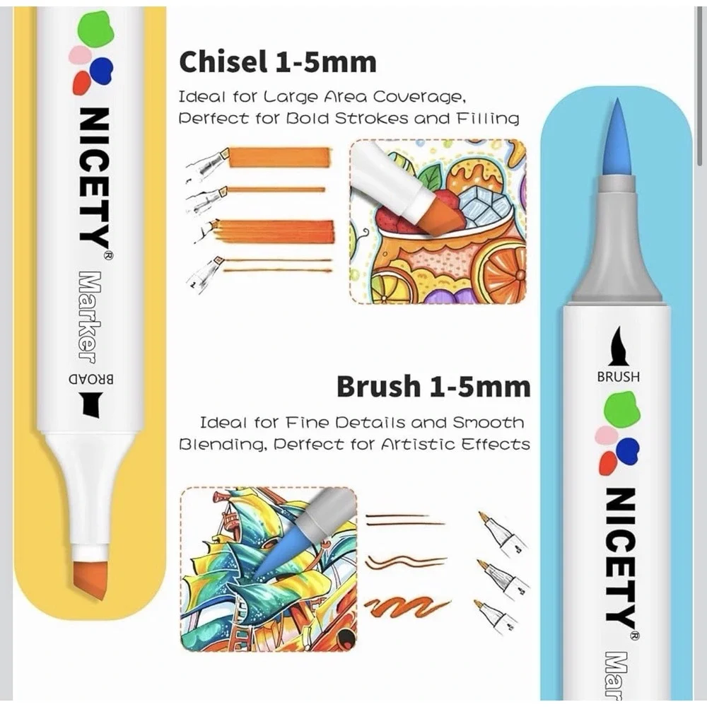 120 Colors Alcohol Markers Dual Tip Brush Chisel Art Marker Set for Drawing